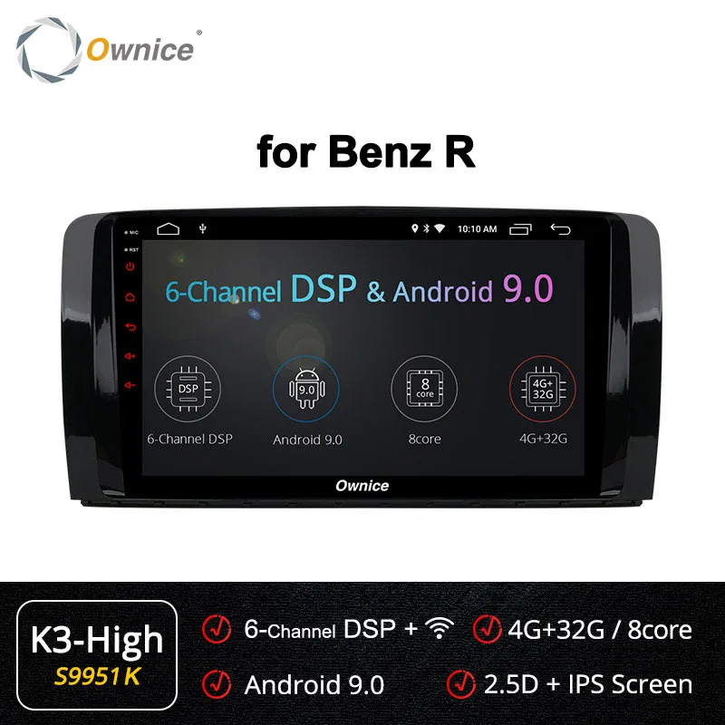 S9951 K3-High Ownice 360 Panorama Android 9,0 DSP SPDIF k3 k5 k6 автомобильный dvd-плеер gps радио для Mercedes Benz R Class W251 R280 R300 R320 R350 - Color: S9951 K3-High