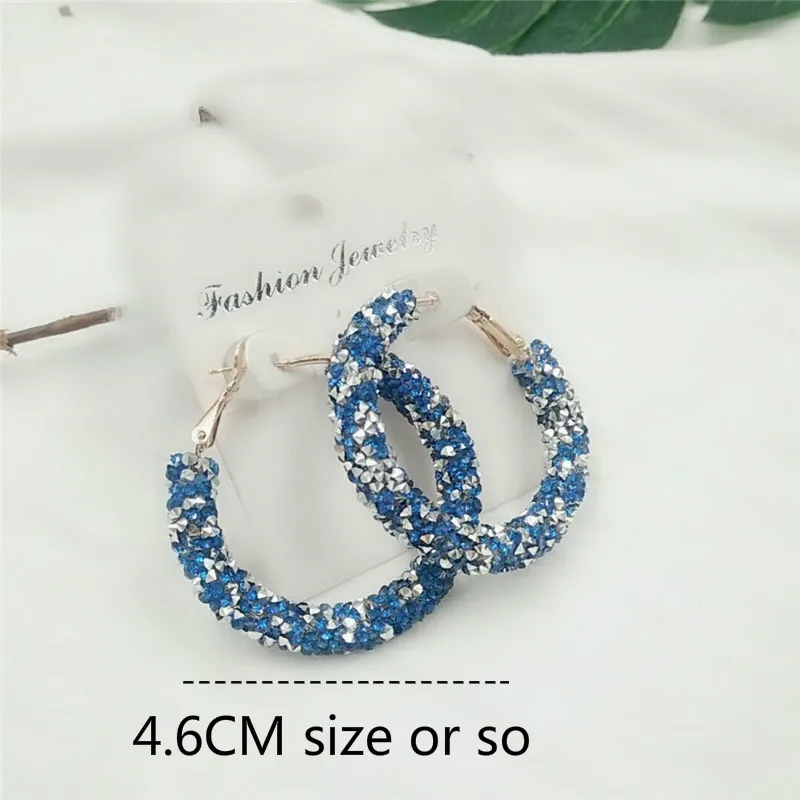 White Blue Серьги панк новые модные серьги белые/черные/синие простые дикие Кристальные круглые матовые женские Серьги Горячая Распродажа - Окраска металла: White Blue