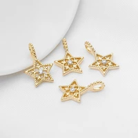 18k gold clad copper plated genuine gold color preserved white zircon five pointed star pendant handmade diy bracelet pendant ma