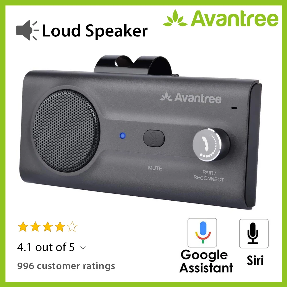Avantree CK11 Hands Free Bluetooth для сотового телефона автомобильный комплект, Громкая громкая связь, Поддержка Siri Google Assistant, автоматическое включение, управление потоком