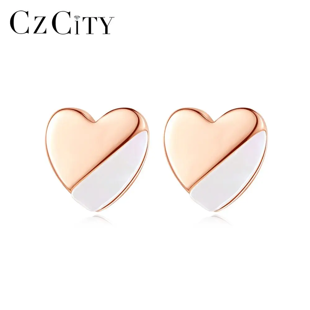 CZCITY серьги-гвоздики для женщин 925 стерлингового серебра милое маленькое сердце