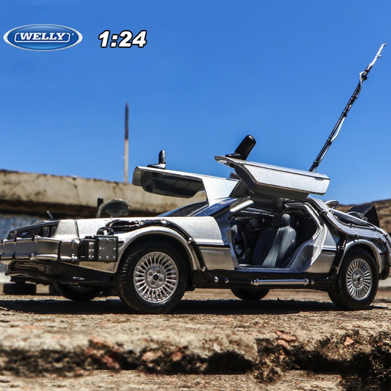 1/24 Назад в будущее модель литая часть 1 2 3 машина времени DeLorean DMC-12 игрушки антенна