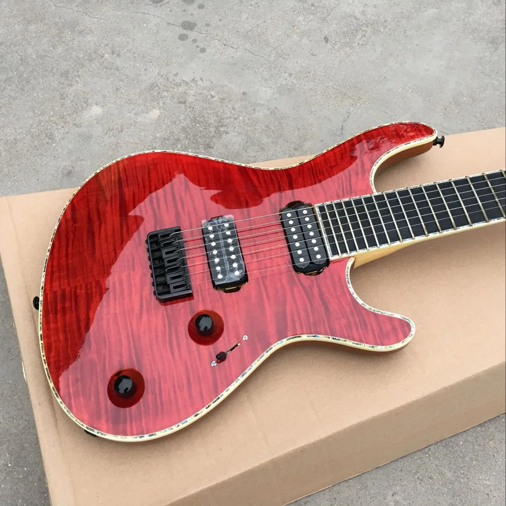 Высокое качество, красный цвет Тигр Пламя Электрический gitaar, черное дерево гриф, Настройка гитары