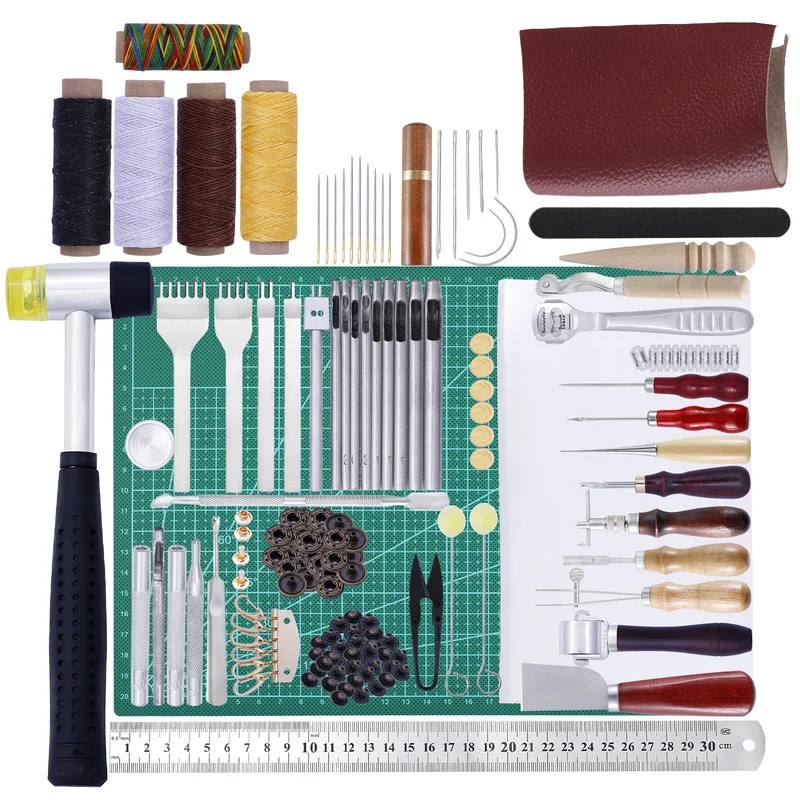 Профессиональный набор инструментов для кожевенного ремесла шитья резьбы