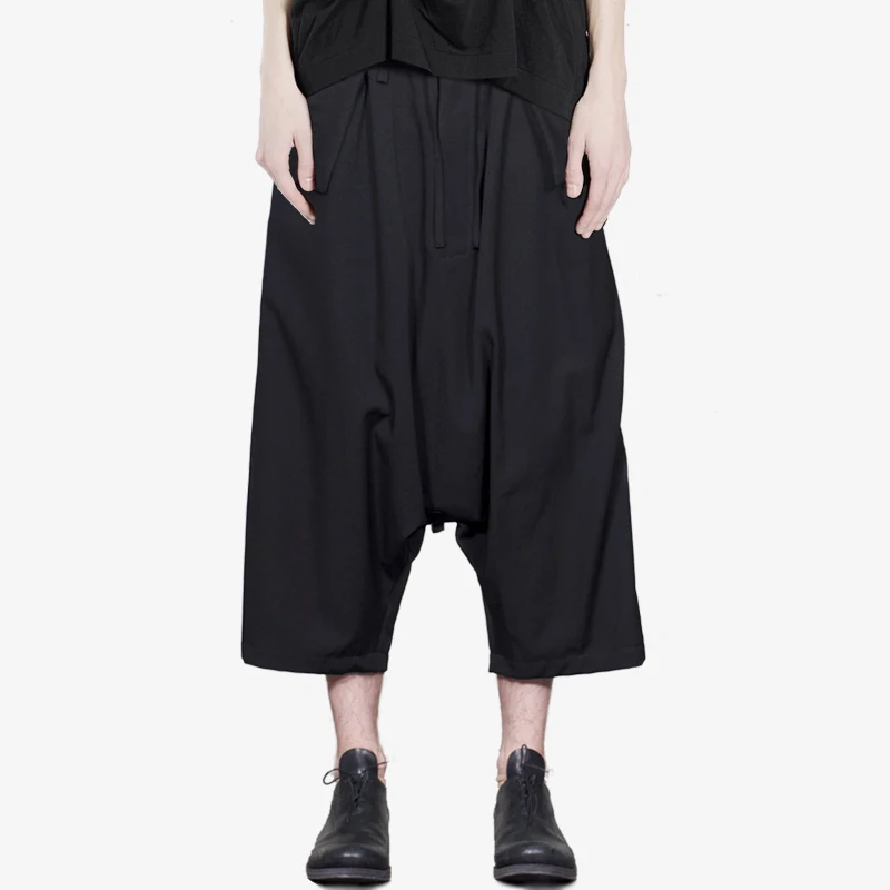 Брюки-шаровары мужские черные с застежкой сбоку | Мужская одежда