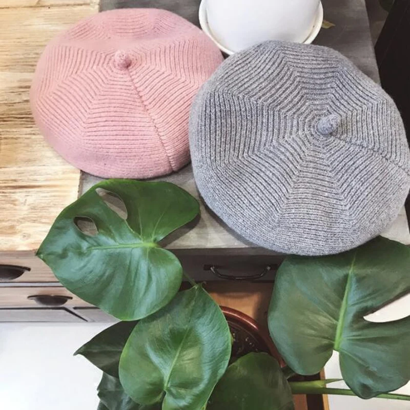 

Spring Beret Women Hat Painter Style Wool Vintage Berets Solid Color Winter Caps Homme Beret Femme Bonnet Girls Cap