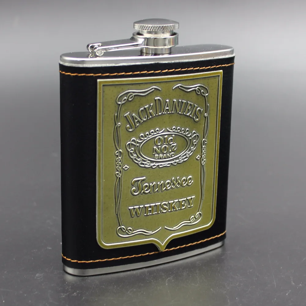 7OZ Drinkware stainless steel hip flask travel whiskey alcohol liquor bottle flagon PU Whisky Flagon Russian wine pot | Дом и сад