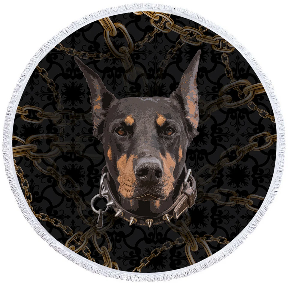 BeddingOutlet Doberman большое круглое пляжное полотенце 3D принт микрофибра банное полотенце сумка одеяло животное собака коврик для пикника drap de plage