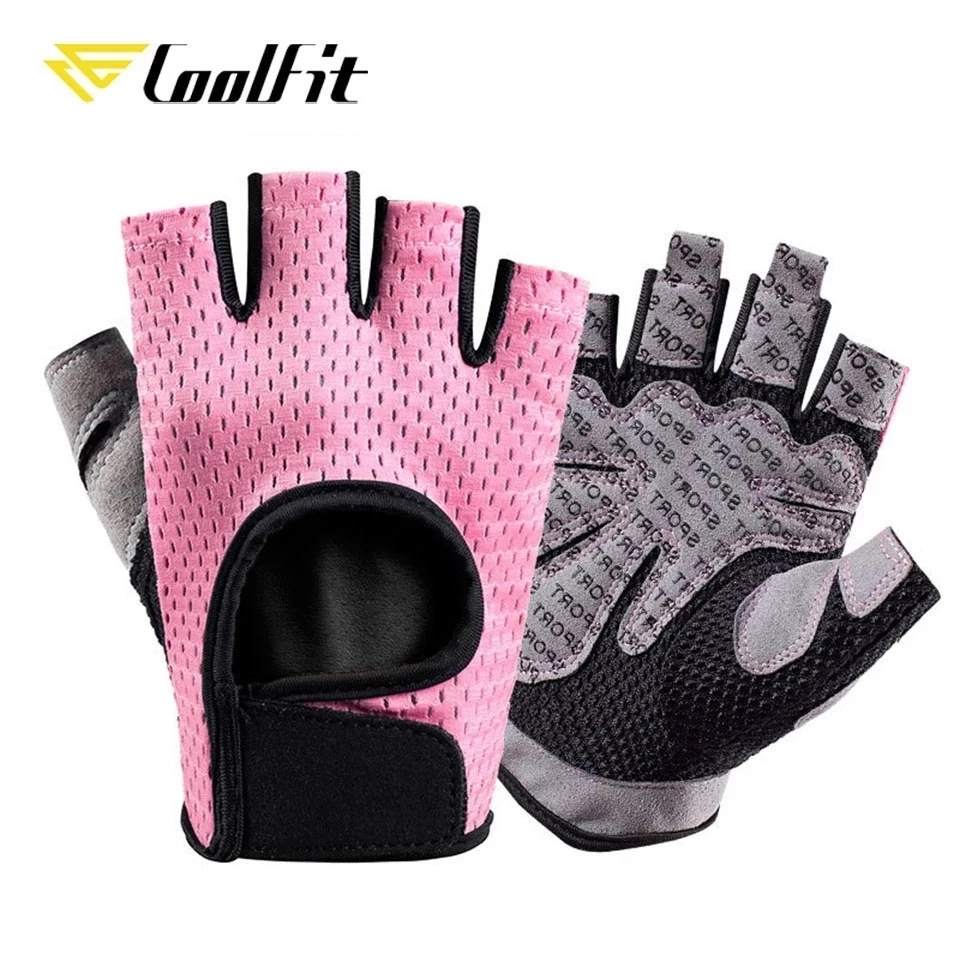 Дышащие перчатки CoolFit для фитнеса силиконовые с отверстиями ладони тренажерного
