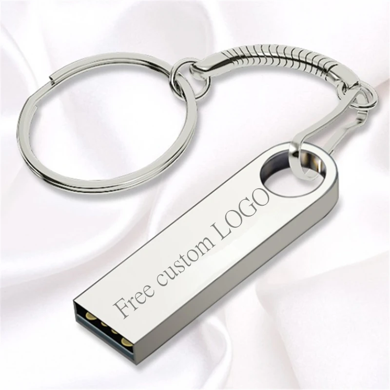 Usb флеш-накопитель 32 Гб 2,0 металлический флеш-накопитель 64 Гб Флешка 16 ГБ 8 ГБ 4 ГБ 128 ГБ серебристый флеш-накопитель в виде ключа Водонепроницаемый логотип на заказ