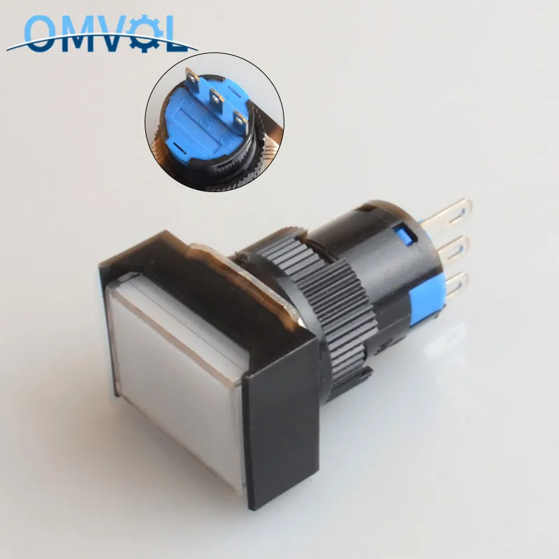 Белый 1PC 16mm Self-Recovery Rectangle Momentary Push Button 3Pin Plastic Reset Retangle Button - Цвет: Белый