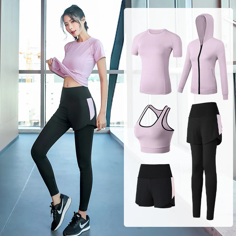 New Tracksuit Women Yoga Suit 5pcs Fitness Gym Set Breathable Running Outdoor Jogging Outfit Sportwear Leisure Sport Wear Female | Спорт и