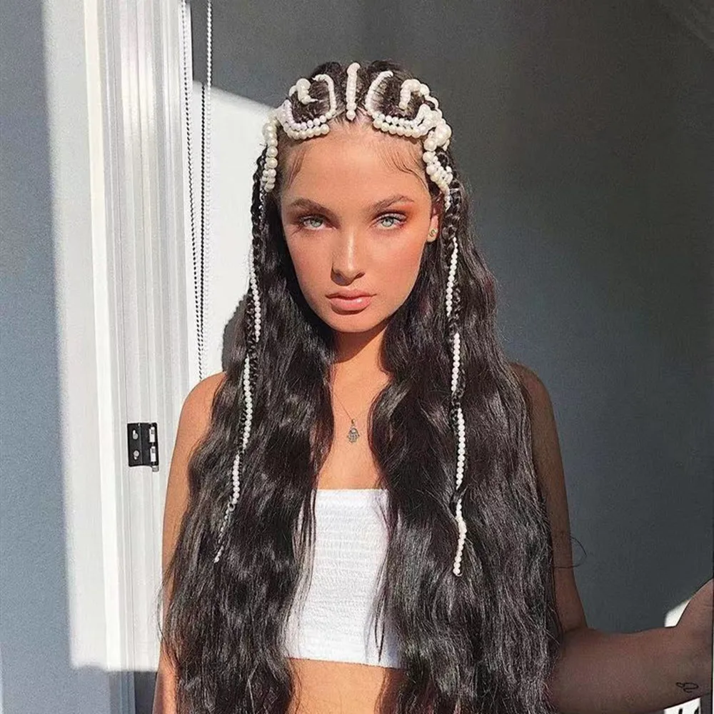 Плетеная цепочка для волос ручной работы с искусственным жемчугом | Украшения и