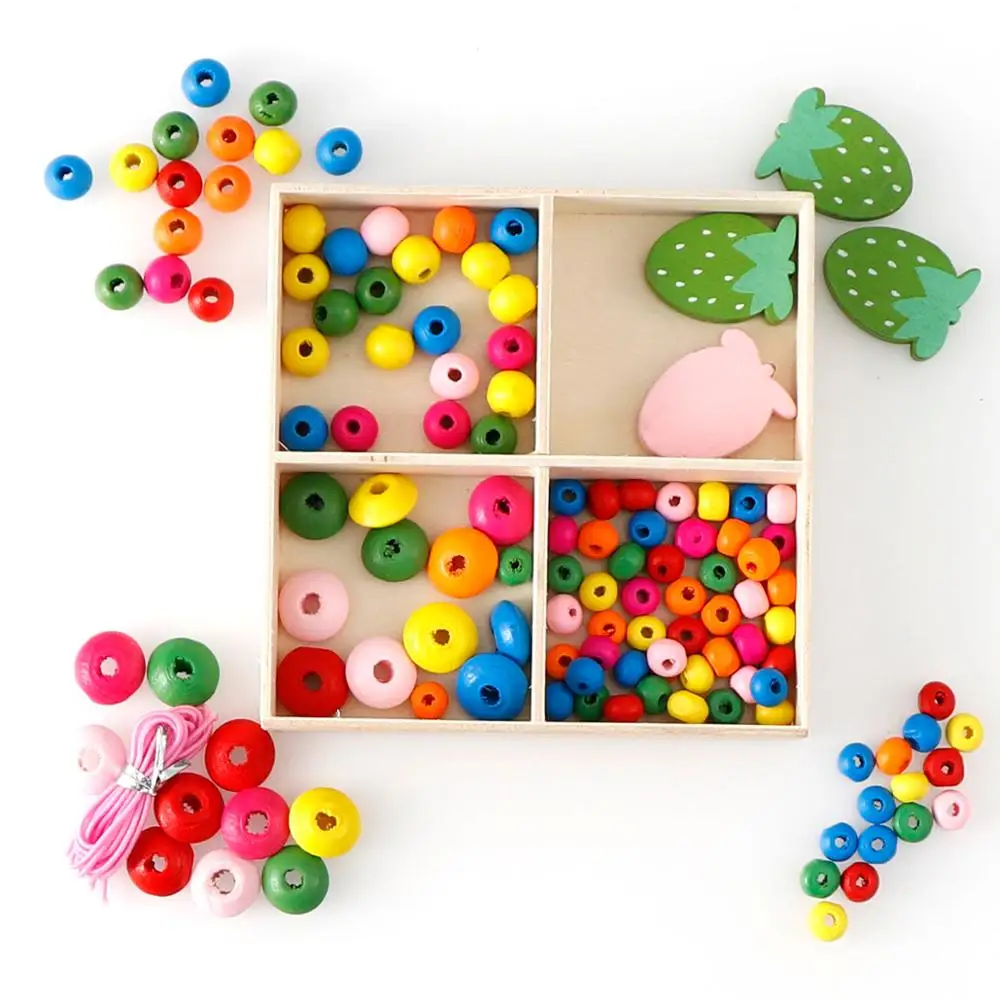 Набор деревянных бусин для детского сада многоцветный креативный пазл