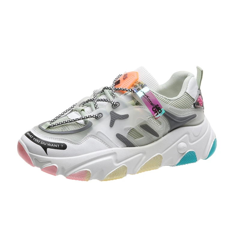

Ulzzang Fashion Sneakers Woman Yellow Chunky Casual Shoes Platform Designers Female Mesh Women Vulcanized Shoes 2020 Trainers