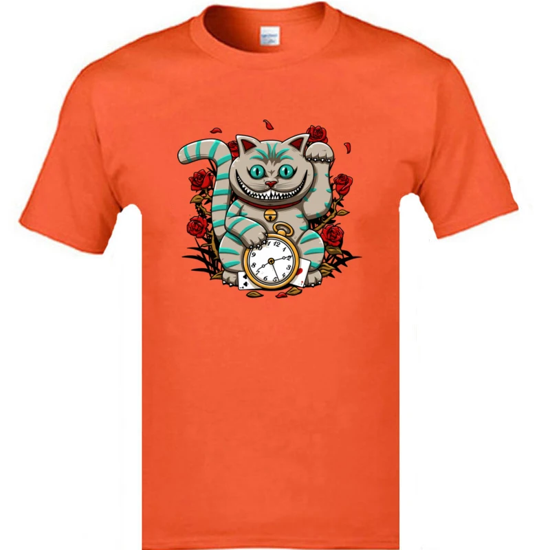 Cheshire Maneki Neko стимпанк кошка Ретро футболка простой стиль короткий рукав бренд