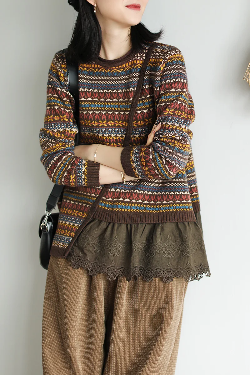 Осенне-зимний женский свитер в стиле ретро свободные пуловеры топы новинка 2019