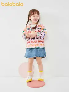 Куртка Balabala для девочек, зимняя флисовая ветровка с капюшоном, теплая куртка с буквенным принтом, 2020, новая детская куртка