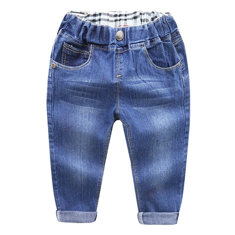 Джинсы со средней талией модные джинсы клеш прямые для маленьких мальчиков брюки