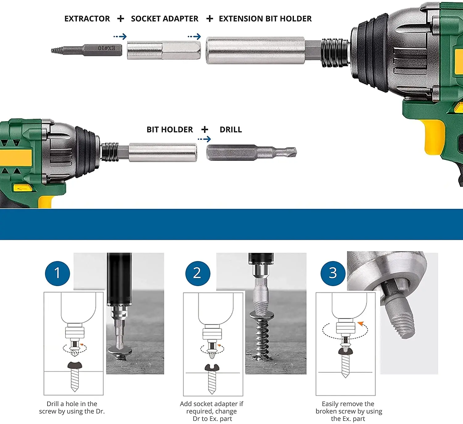 Набор для извлечения поврежденных винтов EcotsonDeco 22 шт. набор сорванных