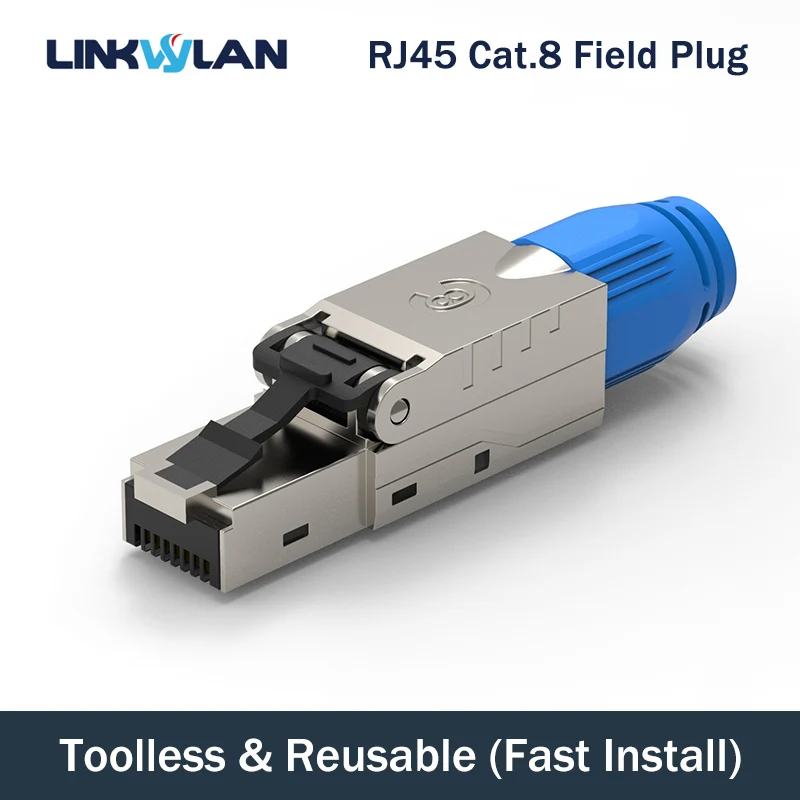 

Linkwylan RJ45 Cat8 Field Connector Termination Plug Keystone Jack 40G 2000MHz Shielded Toolless Free Connection Up To PoE+ 100W