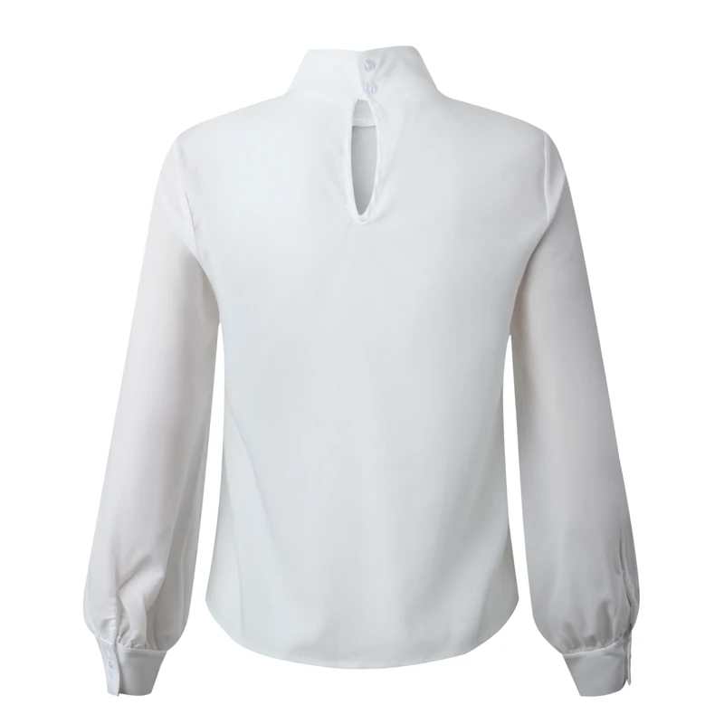 Женская блузка с высоким воротником Lossky белая Повседневная Свободная длинным