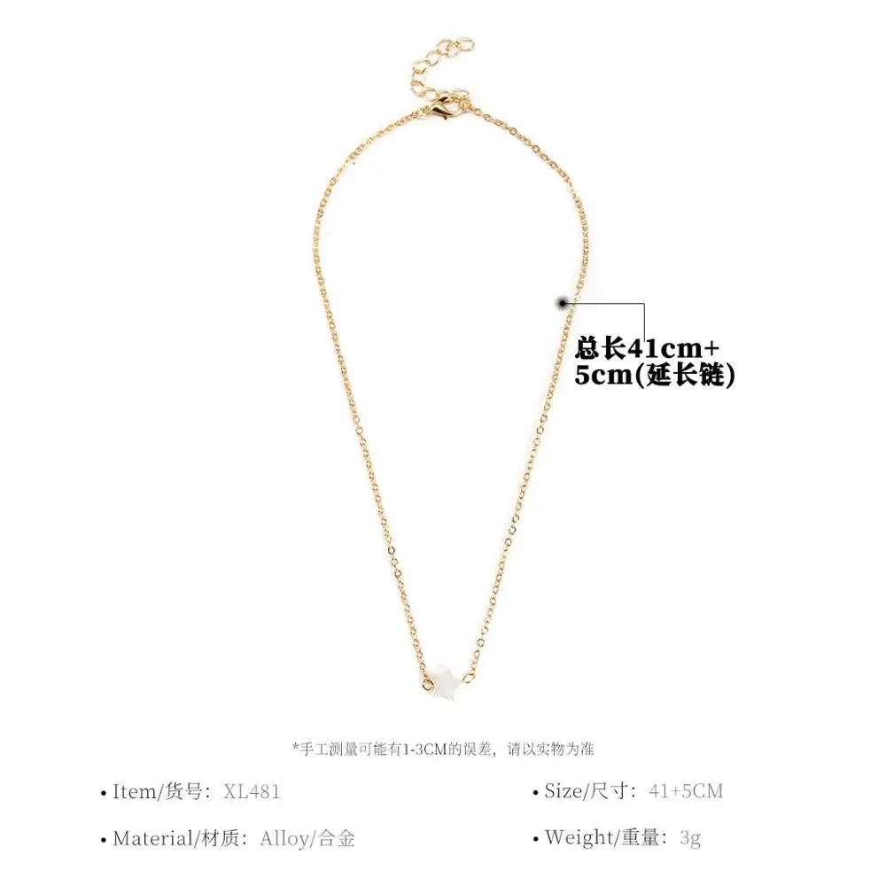 

2020 New Trend Shell Star Necklace For Women Gold Link Chains Pendant With Charms Jewelry Accessories Christmas Gifts