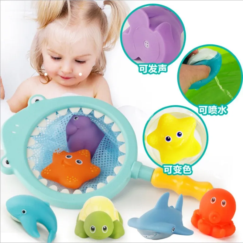 Water Bathroom Toy Starfish Flower Cow Pig Bath Rubber Beach Spray Animal Water Toy For Children Funny Kawaii Baby Swimming Toys