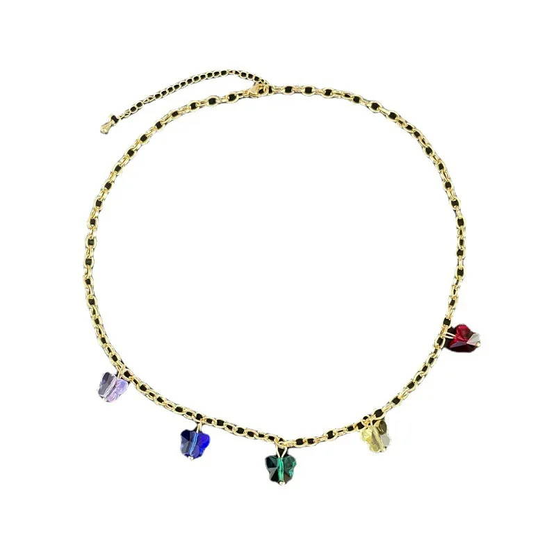 

2021 Vintage Colorful Butterfly Clavicle Chain Necklace for Women Metal Butterfly Pendant Choker Necklace Fashion Jewelry Gifts