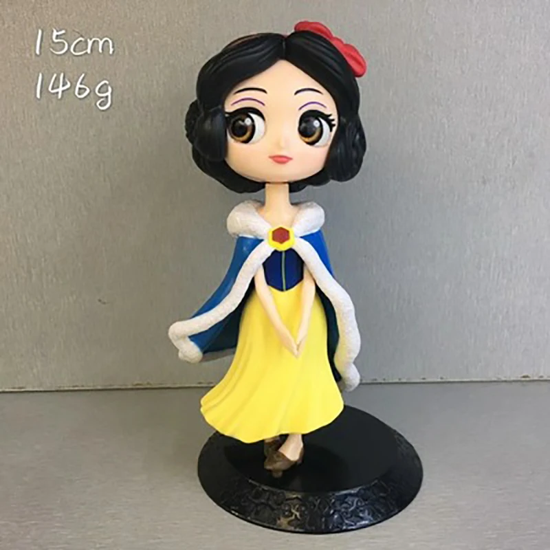 

Q Posket Princess Snow White Elsa Anna Rapunzel Jasmine Cinderella Sofia Arale Mulan PVC Figure Model Toy Cake Model Dolls Gifts