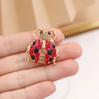 fashion red crystal ladybug brooch insect pin lady scarf clothes jewelry accessories