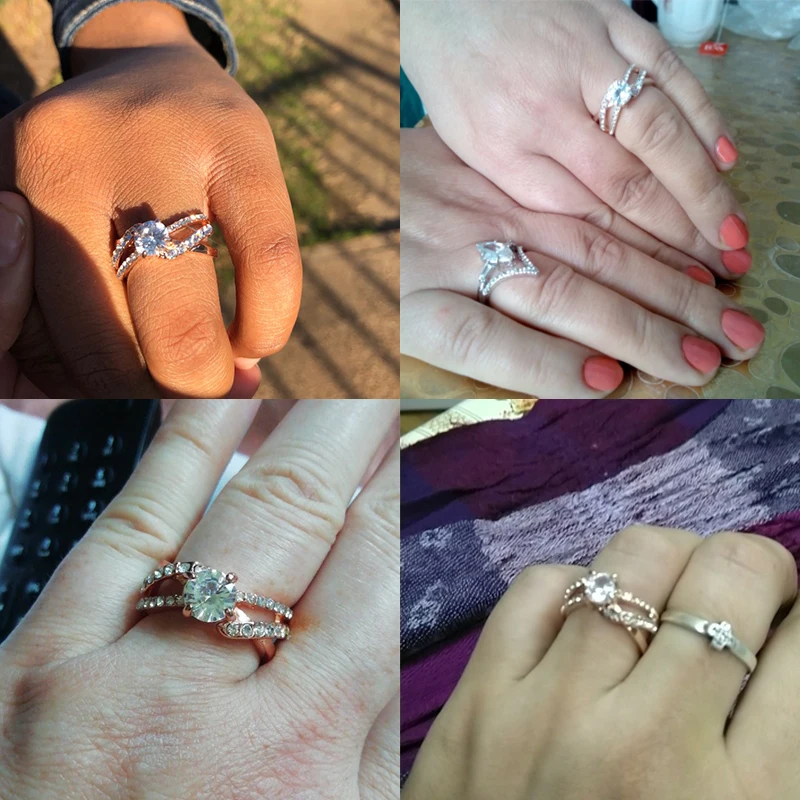 Женское кольцо с кристаллами KISSWIFE классическое обручальное фианитом AAAA