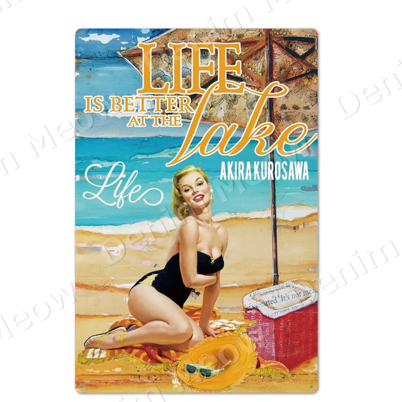 

It Is Time for Happy Hour Vintage Metal Signs Man Cave Wall Poster Pub Club Cafe Home Decor Pin Up Girl Tin Stickers ZSS44