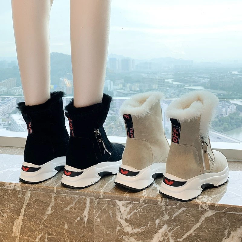 2022 Woman Shoes New Zipper Snow Boots for Women Winter Suede Platform Ankle Boots Ladies Casual Warm Plush Woman Winter Boots