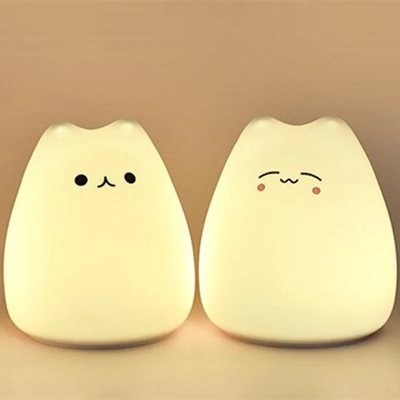 

Cute Animal Little Cat Touch Sensor Control LED Night Lights Batteries Powered Silicone LED Lamp Gift Bedroom Decorative Lamp