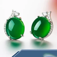 real peridot silver s925 jewelry stud earrings for women round simple natural jade earrings fine valentine jewelry 925 for women