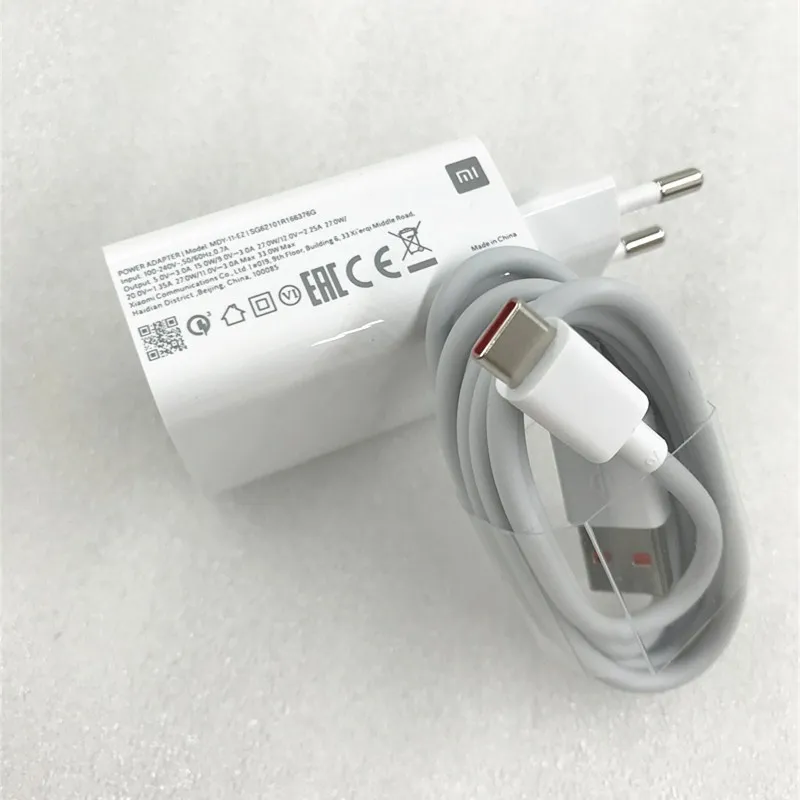 Оригинальный Xiaomi MDY 11 EZ 33 Вт ЕС турбо чардж зарядное устройство адаптер 6A кабель