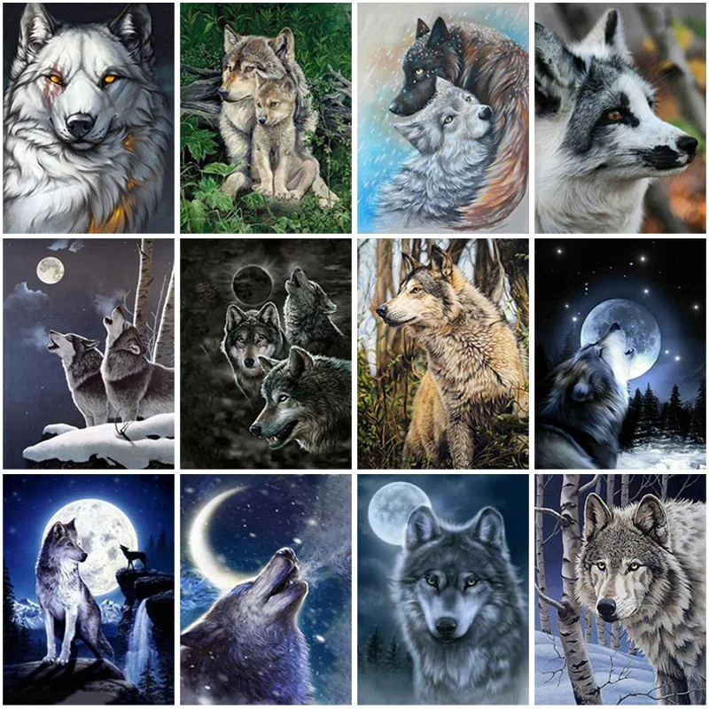 

Wolf DIY 5D Diamond Painting Full Square Drill Animal Diamond Embroidery Mosaic Cross Stitch Kits Wall Art Home Decor Gift