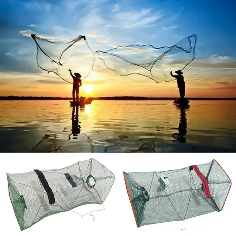 

65% Discounts Hot! 21x45cm Folding Portable Crab Fishing Dip Cast Net Cage Shrimp Catcher Bait Trap