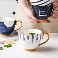 island house green grain in japanese household ceramic cup oats cup breakfast cup high capacity mark cup drink cup