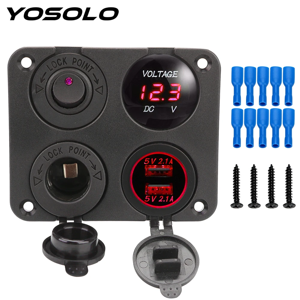 YOSOLO автомобильное зарядное устройство с двумя USB портами 12 В|Переключатели и