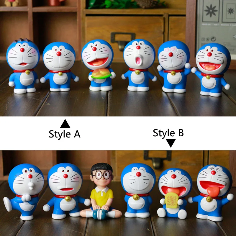 

6Pcs Blue Fat Auto Decoration Doll Suit Desktop Decoration Car Accessories Interior Cartoon Character Toy Model Gifts For Child