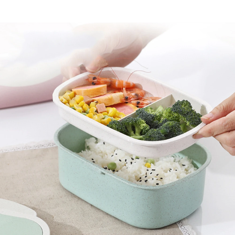 

Double Layers Lunch Box Portable Picnic Food Snack Fruit Storage Container