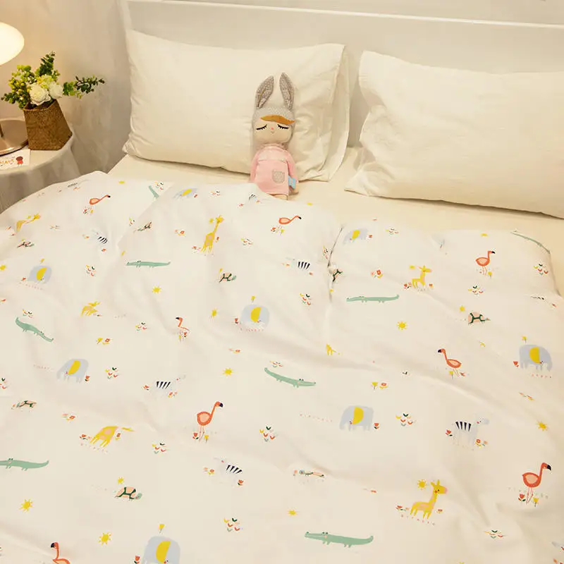 Пододеяльник для детей однотонное покрывало с рисунком фламинго пододеяльник