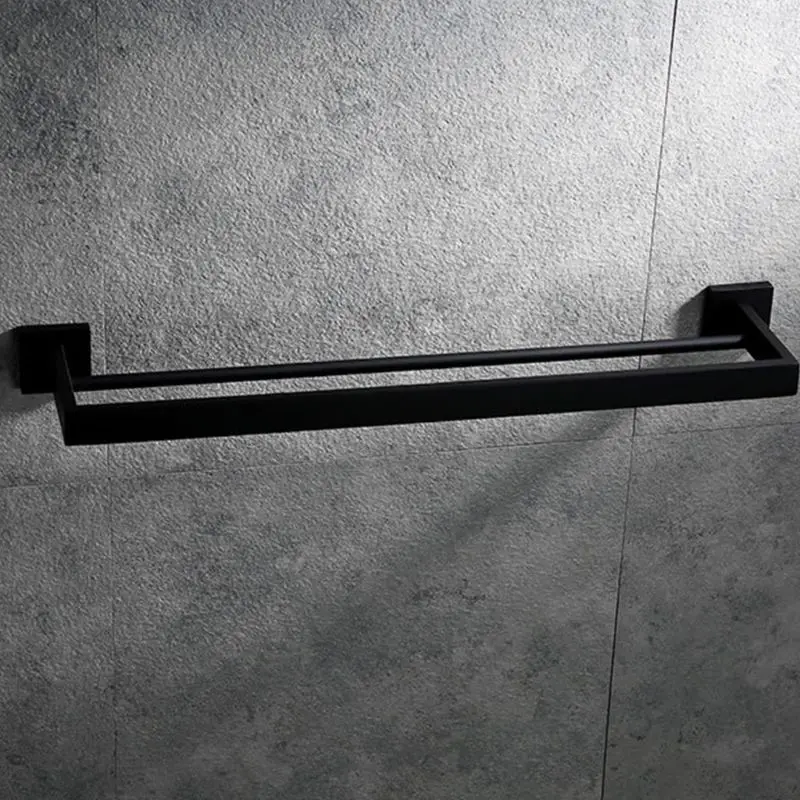 

Двойной настенный держатель для полотенец для ванной комнаты, черный матовый аксессуар из нержавеющей стали SUS 304