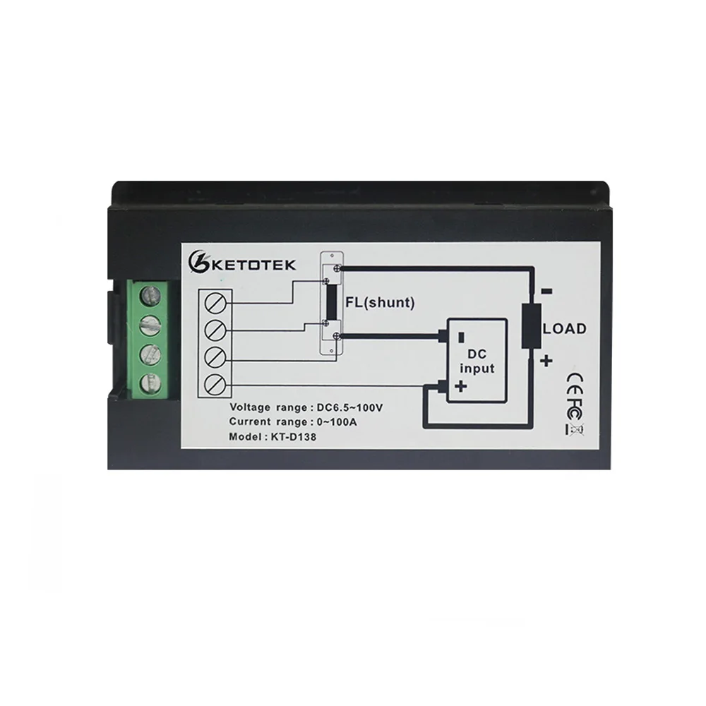 

Digital Voltage Ampere Power Energy meter monitor DC 6.5~100V 100A/50A Optional with LCD Large-screen Blue backlight
