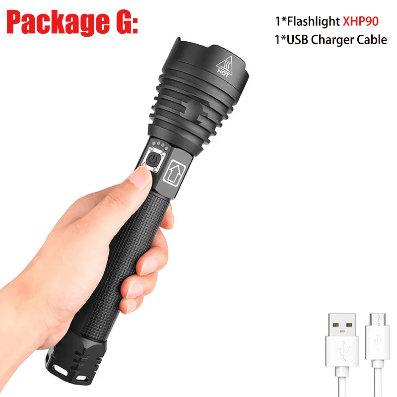 XHP90-G T20 супер яркий XHP90/XHP70 светодиодный светильник-вспышка с высокими люменами, масштабируемый перезаряжаемый индикатор мощности, мощный фонарь 26650, ручной светильник - Испускаемый цвет: XHP90-G