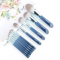 11pcsset blue makeup brushes set foundation blusher bronzer sculpting highlighter eye shadow eyebrow make up brush grey hair