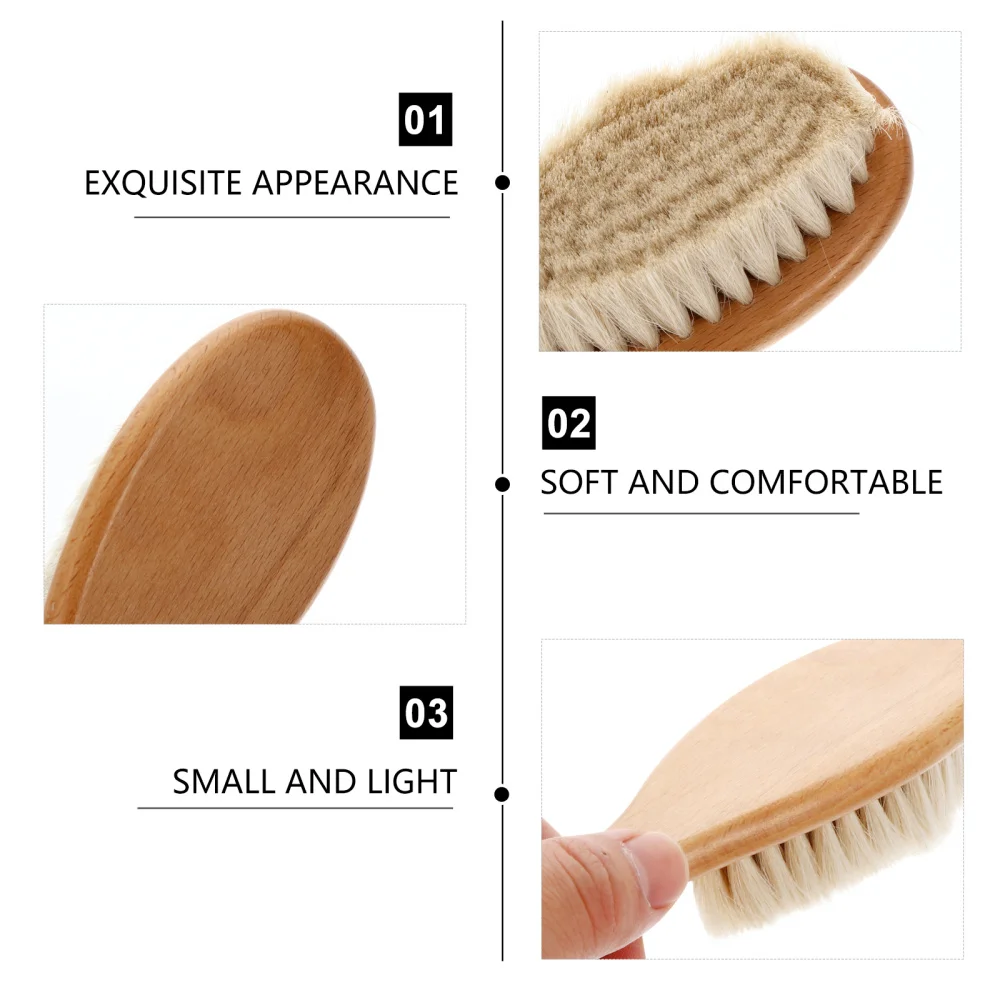 

Baby Kids Head Grooming Comb Hair Brush Wood Comb with Wool Bristles