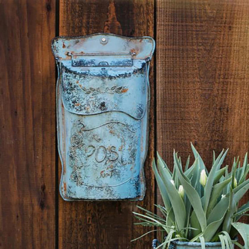 

Состаренный Ретро ручной работы металлический почтовый ящик Настенный декор